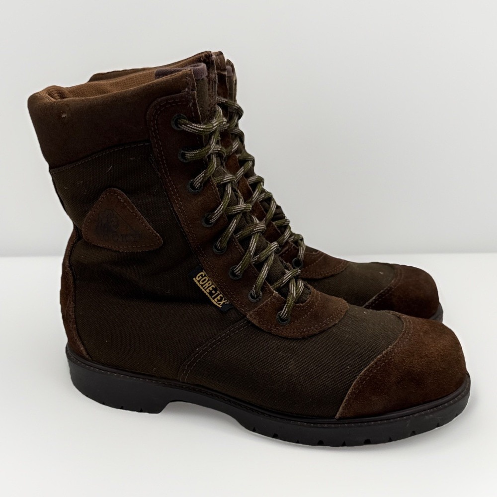 Vintage Rocky Boots Mens 9.5 Brown Canvas Hunting Ranger Gore-Tex 6841